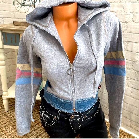 Vtg. HOTKISS French Terry Full Zip Cropped Hooded Active Wear Set Sz XS NEW! - Picture 4 of 4